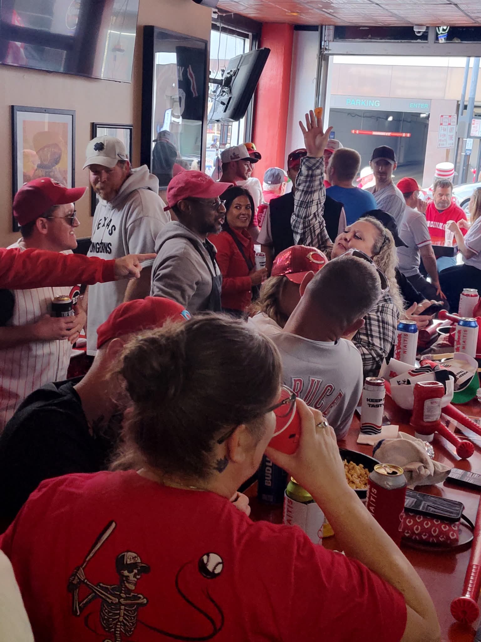 A large group photo inside the bar