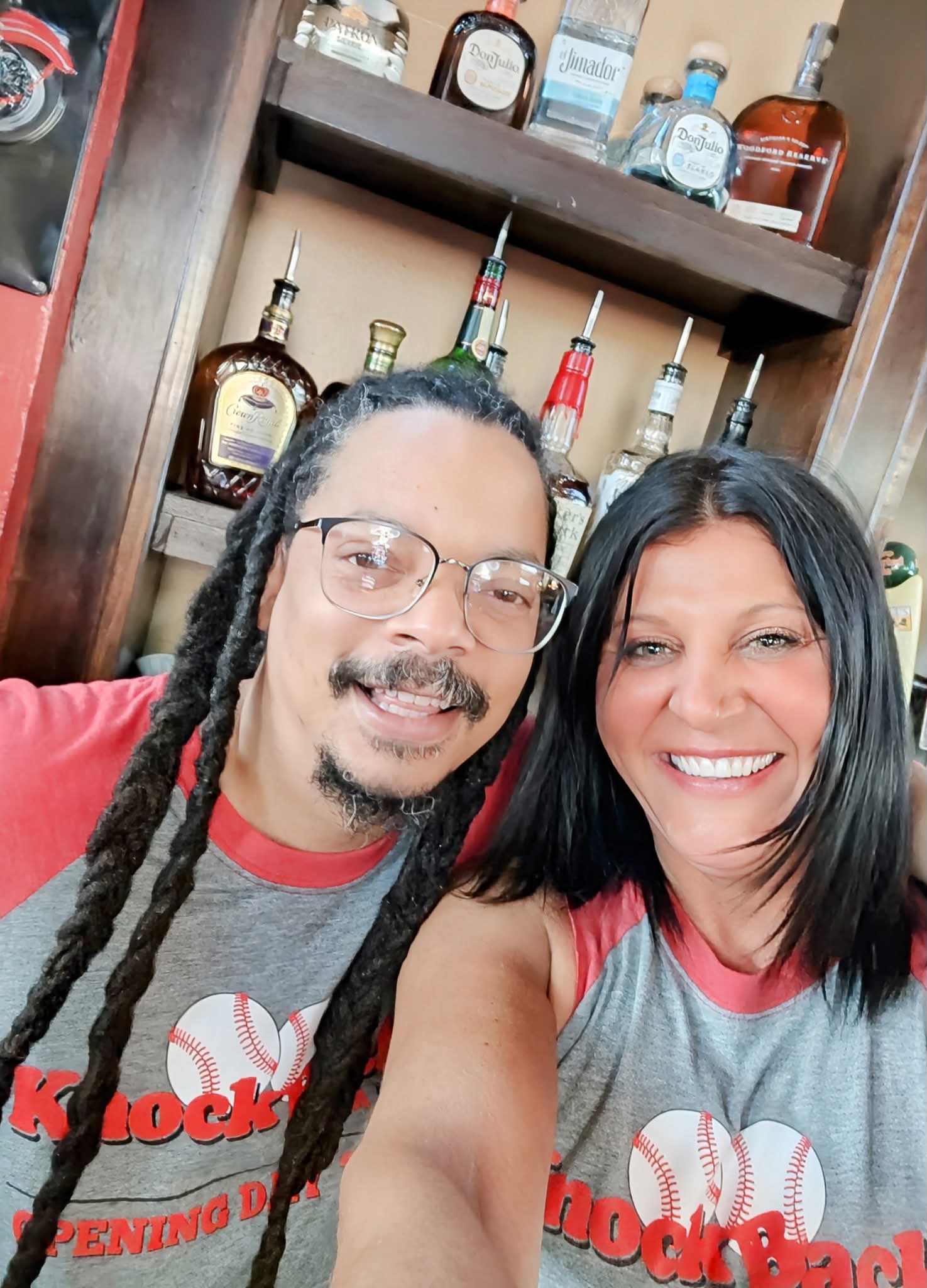 A family selfie at the bar on Opening Day